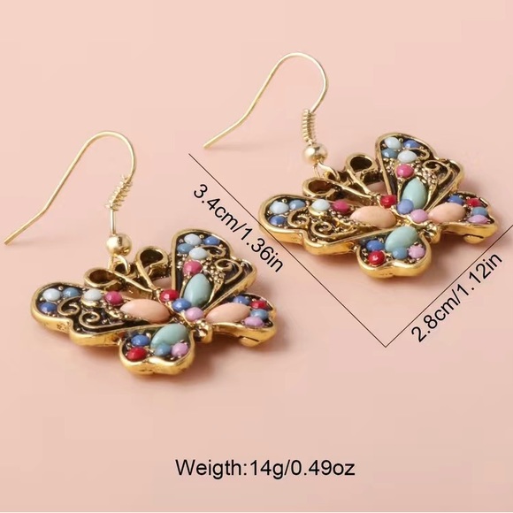 New Colorful Butterfly Drop Earrings - Picture 3 of 6